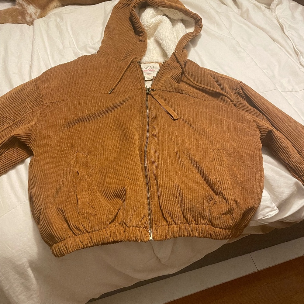 Cropped fall puffer sherpa jacket